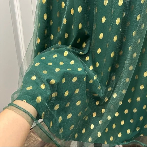 BloomChic Emerald Green Midi Dress with Gold Dot Print - Picture 4 of 6